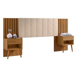 Cabeceira Queen Extensivel Estofada com Mesa de Cabeceira Zara Shop Jm Camaru - 2
