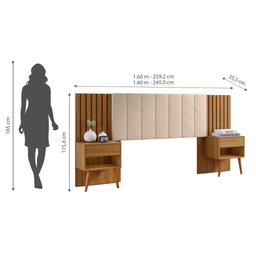 Cabeceira Queen Extensivel Estofada com Mesa de Cabeceira Zara Shop Jm Camaru - 5