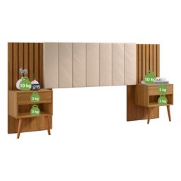 Cabeceira Queen Extensivel Estofada com Mesa de Cabeceira Zara Shop Jm Camaru - 3
