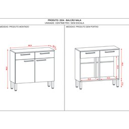 Balcão de Cozinha 90 cm 2 Portas e 2 Gavetas Freijó Supremo Nala Kits Paraná - 4