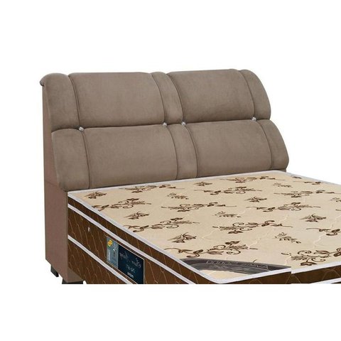 Cabeceira Cama Box Estofada Queen Queen Imperador Suede Bege - Simbal
