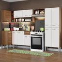 Ver imagem 1 de Armário de Cozinha Completa de Canto 353cm Rustic/Branco Emilly Sun Madesa 01