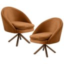 Ver imagem 1 de Kit 2 Poltronas Decorativas Giratórias Base Giromad Madeira Rafa B-262 Veludo Telha - Domi