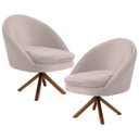Ver imagem 1 de Kit 2 Poltronas Decorativas Giratórias Base Giromad Madeira Rafa B-309 Veludo Bege - Domi