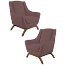 Ver imagem 1 de Kit 2 Poltronas Decorativas Base Manu Madeira Juliet B-305 Veludo Rosê - Domi