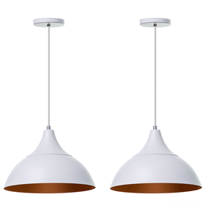Kit 2 Lustre Pendente Panamá Branco Com Cobre Alumínio Decoração
