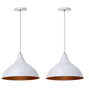 Ver imagem 1 de Kit 2 Lustre Pendente Panamá Branco Com Cobre Alumínio Decoração