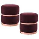 Ver imagem 1 de Kit 2 Puffs Decorativos Cinto e Aro Rosê Round B-278 Veludo Marsala