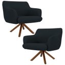 Ver imagem 1 de Kit 2 Poltronas Decorativas Giratórias Base Giromad Madeira Jade B-300 Veludo Preto - Domi