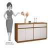 Balcão Aparador Buffet 4 Portas 2 Gavetas 100% MDF Anne N02 Ypê/Off White - 5