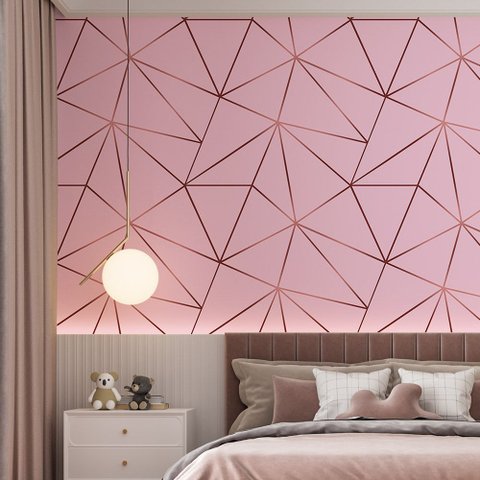 Papel de Parede Adesivo Zara Rosa com Rosê Gold - 3,0m