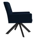 Ver imagem 5 de Poltrona Decorativa Sala de Estar Giratória Base Eiffel Preto Angel B-304 Veludo Azul - Domi