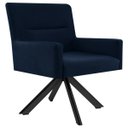 Ver imagem 1 de Poltrona Decorativa Sala de Estar Giratória Base Eiffel Preto Angel B-304 Veludo Azul - Domi