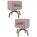 Ver imagem 1 de Kit 2 Poltronas Decorativas Base Ka Madeira Betina B-305 Veludo Rosê - Domi