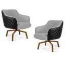 Ver imagem 1 de Kit 2 Poltronas Decorativas Jade Base Ka Giratória C-315 Corano Tressê Linho Cinza Claro - Domi