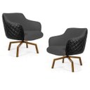 Ver imagem 1 de Kit 2 Poltronas Decorativas Jade Base Ka Giratória C-416 Corano Tressê Linho Cinza Escuro - Domi