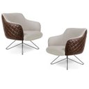 Ver imagem 1 de Kit 2 Poltronas Decorativas Jade Base Orby C-107 Corano Tressê Linho Bege - Domi