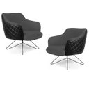 Ver imagem 1 de Kit 2 Poltronas Decorativas Jade Base Orby C-416 Corano Tressê Linho Cinza Escuro - Domi