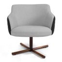 Ver imagem 3 de Kit 2 Poltronas Decorativas Jade Base Xis Giratória C-315 Corano Tressê Linho Cinza Claro - Domi