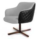 Ver imagem 2 de Kit 2 Poltronas Decorativas Jade Base Xis Giratória C-315 Corano Tressê Linho Cinza Claro - Domi