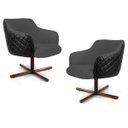 Ver imagem 1 de Kit 2 Poltronas Decorativas Jade Base Xis Giratória C-416 Corano Tressê Linho Cinza Escuro -