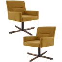 Ver imagem 1 de Kit 2 Poltronas Decorativas Giratórias Base Xis Madeira Angel B-260 Veludo Mostarda - Domi