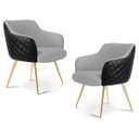 Ver imagem 1 de Kit 2 Poltronas Decorativas Jade Pés Alumínio C-315 Corano Tressê Linho Cinza Claro - Domi