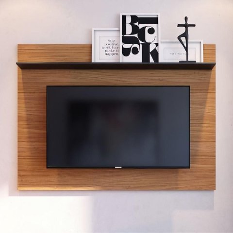 Painel para TV Imelda Noce Preto 42 Polegadas 135cm MDP Marrom Colibri Móveis