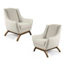 Ver imagem 1 de Kit 2 Poltronas Decorativas Juliet Base de Madeira B-370 Linho Bege Cru - Domi