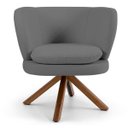 Ver imagem 2 de Poltrona Decorativa Sala de Estar Melissa Base Giromad Giratória C-416 Linho Cinza Escuro - Domi
