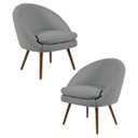 Ver imagem 1 de Kit 2 Poltronas Decorativas Pés Palito Rafa C-416 Linho Cinza Escuro - Domi