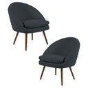 Ver imagem 1 de Kit 2 Poltronas Decorativas Pés Palito Rafa C-465 Linho Chumbo - Domi