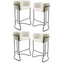 Ver imagem 1 de Kit 4 Banquetas Decorativas Base Aço Preto Betina C-107 Linho Bege Cru - Domi
