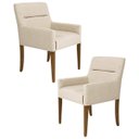 Ver imagem 1 de Kit 2 Poltronas Decorativas Base Madeira Angel C-129 Linho Bege Claro - Domi