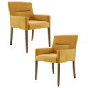 Ver imagem 1 de Kit 2 Poltronas Decorativas Base Madeira Angel B-279 Veludo Amarelo - Domi