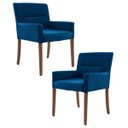 Ver imagem 1 de Kit 2 Poltronas Decorativas Base Madeira Angel B-170 Veludo Azul - Domi