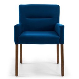 Kit 2 Poltronas Decorativas Base Madeira Angel B-170 Veludo Azul - Domi - 2