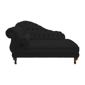 Recamier Divã Namoradeira Larissa 150cm Direito de Quem Senta Suede Preto - Mb Decor