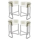 Ver imagem 1 de Kit 4 Banquetas Decorativas Base Aço Preto Betina B-309 Veludo Bege - Domi