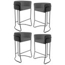 Ver imagem 1 de Kit 4 Banquetas Decorativas Base Aço Preto Betina C-03 Corano Cinza Chumbo - Domi