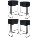 Ver imagem 1 de Kit 4 Banquetas Decorativas Base Aço Preto Betina C-05 Corano Preto - Domi