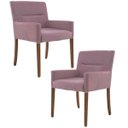 Ver imagem 1 de Kit 2 Poltronas Decorativas Base Madeira Angel B-305 Veludo Rosa - Domi