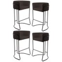 Ver imagem 1 de Kit 4 Banquetas Decorativas Base Aço Preto Betina C-34 Corano Marrom Escuro - Domi