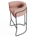 Ver imagem 3 de Kit 4 Banquetas Decorativas Base Aço Preto Betina C-105 Linho Rosê - Domi