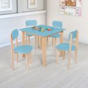 Ver imagem 1 de Mesa Cadeiras Infantil Colorida Mdf Pinus Quarto Brinquedo:azul