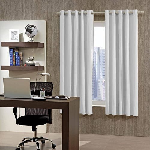 Cortina com Blackout e Voil 2,60M x 1,70M Prátika Lisa Slim Bella Janela Branca - Branco - 1