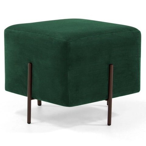 Puff Decorativo 45cm Base Aço Status B-303 Veludo Verde Musgo - Domi
