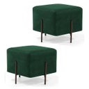 Ver imagem 1 de Kit 2 Puffs Decorativos 45cm Base Aço Status B-303 Veludo Verde Musgo