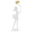 Ver imagem 1 de Escultura Poliresina Menina com 3 Balão Branco Dourado 8,5cm Florarte