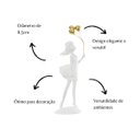 Ver imagem 4 de Escultura Poliresina Menina com 3 Balão Branco Dourado 8,5cm Florarte